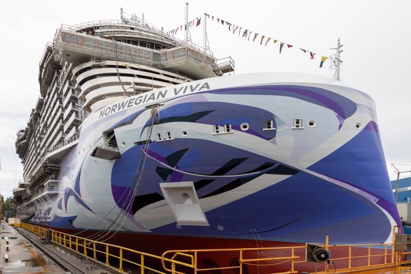 Norwegian Viva Floated Out at Fincantieri Marghera Shipyard. Second of six new-generation cruise ships of Norwegian Cruise Line’s new Prima Class (Image at LateCruiseNews.com - August 2022)